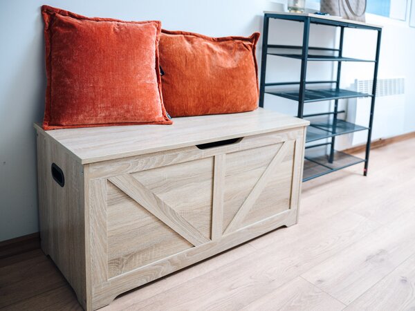 Úložný box LEHAC s vekom 100x46cm, dub sonoma