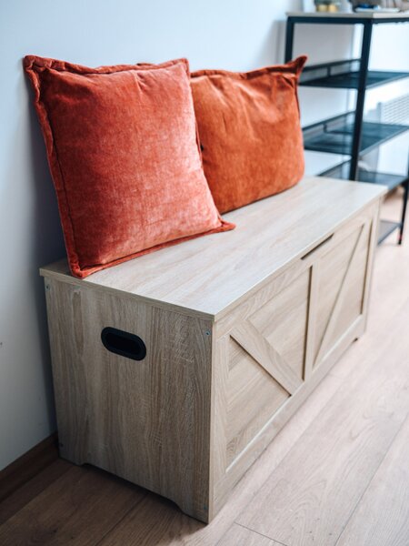 Úložný box LEHAC s vekom 100x46cm, dub sonoma