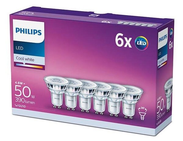 Sada 6x LED žiaroviek Philips GU10/4,6W/230V 4000K