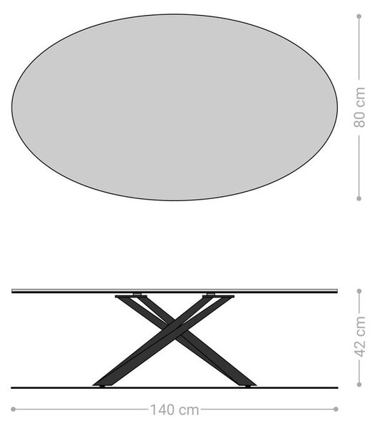 DELIFE Konferenčný stolík Edge oválny 140x80 cm keramika Laminam® Noir Desir hnedá nerezová oceľ kefovaná