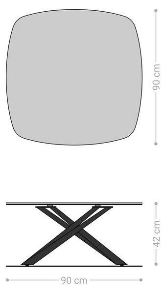 DELIFE Konferenčný stolík Edge zaoblený 90x90 cm keramika Laminam® Emperador Extra Lucidato tmavohnedá Sarity nerezová oceľ kefovaná