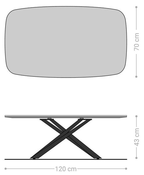 DELIFE Konferenčný stolík Edge zaoblený 120x70 cm keramika Laminam® Emperador Extra Lucidato tmavohnedá Sarity kov čierna