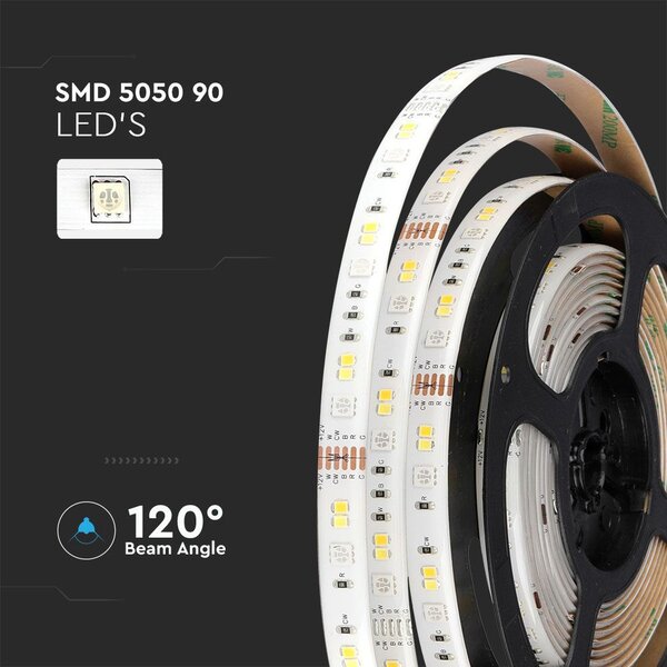V-TAC Smart WiFi LED pás SET RGB+CCT 13W, 1200lm, vodeodolný IP65 (5m+zdroj+ovládanie)