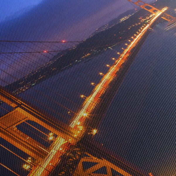 Obraz - Golden Gate Bridge (s hodinami) (90x30 cm)