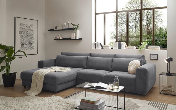 ROHOVÁ SEDAČKA, textil, kompozitné drevo, antracitová MID.YOU - Sedačky, Online Only