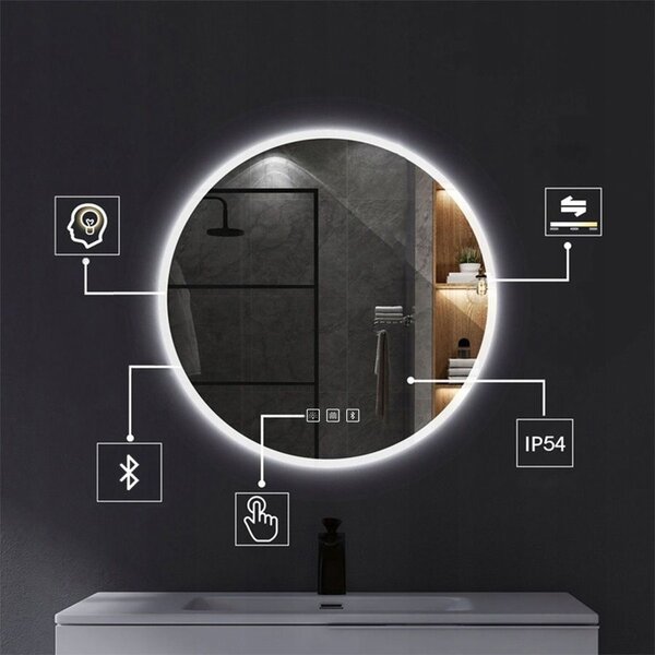 Rea LED zrkadlo, BLUETOOTH FFJ, 60cm, HOM-06501