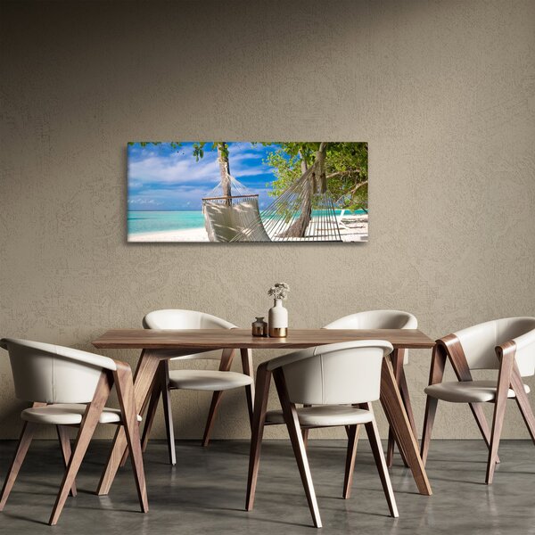 Obraz - Hojdacia sieť na pláži (120x50 cm)