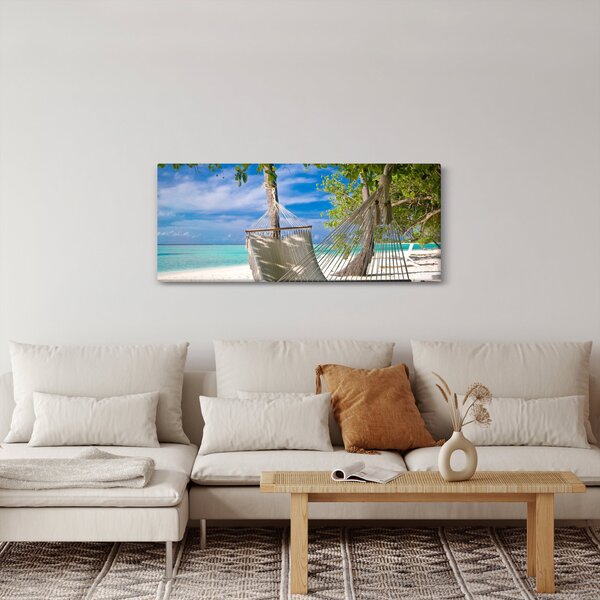 Obraz - Hojdacia sieť na pláži (120x50 cm)