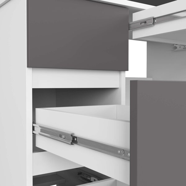 Ak furniture Písací stôl A-7 90 cm bílý/šedý levý