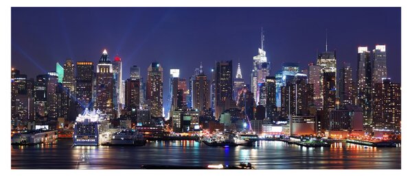 Obraz - Osvetlené New Yorské mrakodrapy (120x50 cm)