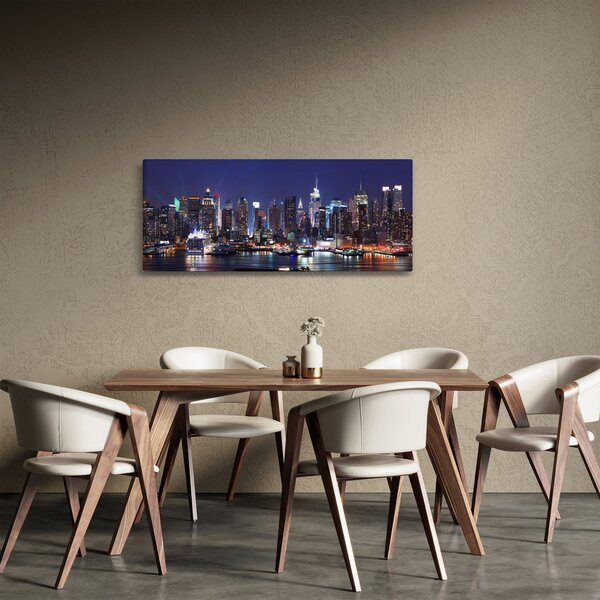 Obraz - Osvetlené New Yorské mrakodrapy (120x50 cm)