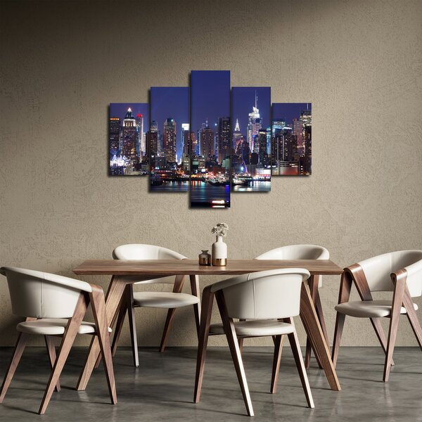 Obraz - Osvetlené New Yorské mrakodrapy (150x105 cm)