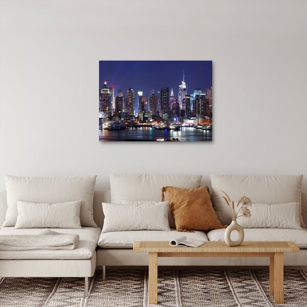 Obraz - Osvetlené New Yorské mrakodrapy (70x50 cm)