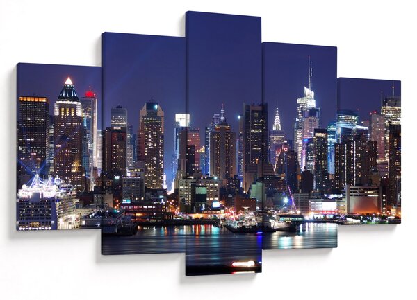 Obraz - Osvetlené New Yorské mrakodrapy (150x105 cm)