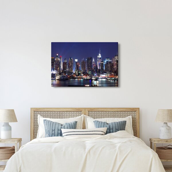 Obraz - Osvetlené New Yorské mrakodrapy (90x60 cm)