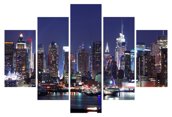 Obraz - Osvetlené New Yorské mrakodrapy (150x105 cm)