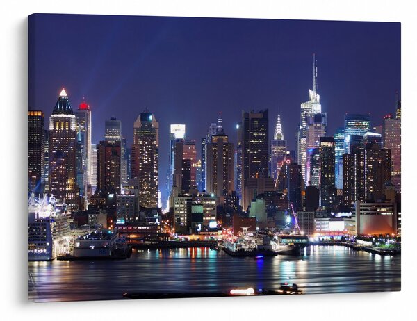Obraz - Osvetlené New Yorské mrakodrapy (70x50 cm)