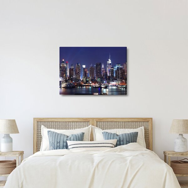 Obraz - Osvetlené New Yorské mrakodrapy (70x50 cm)