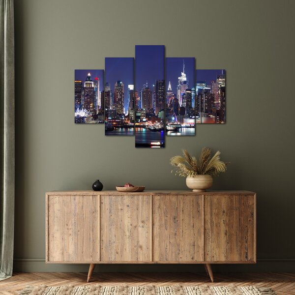 Obraz - Osvetlené New Yorské mrakodrapy (150x105 cm)