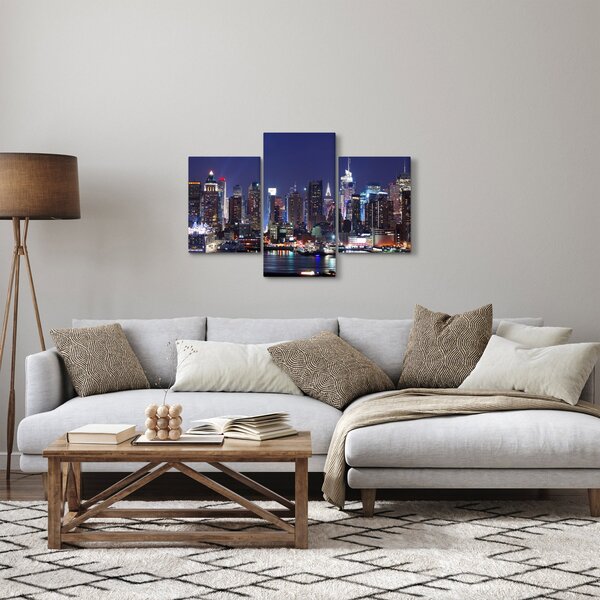 Obraz - Osvetlené New Yorské mrakodrapy (90x60 cm)