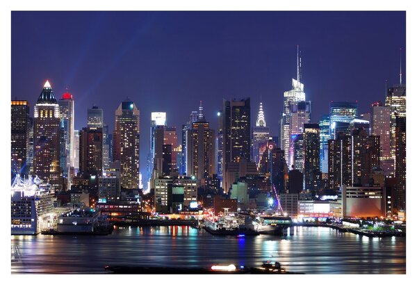 Obraz - Osvetlené New Yorské mrakodrapy (90x60 cm)