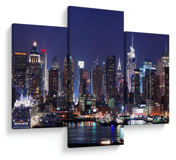 Obraz - Osvetlené New Yorské mrakodrapy (90x60 cm)