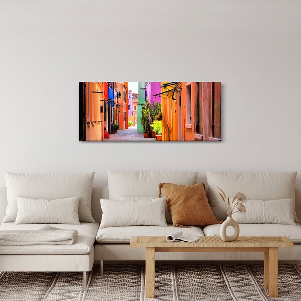 Obraz - Farebné domy v Burane, Benátky (120x50 cm)