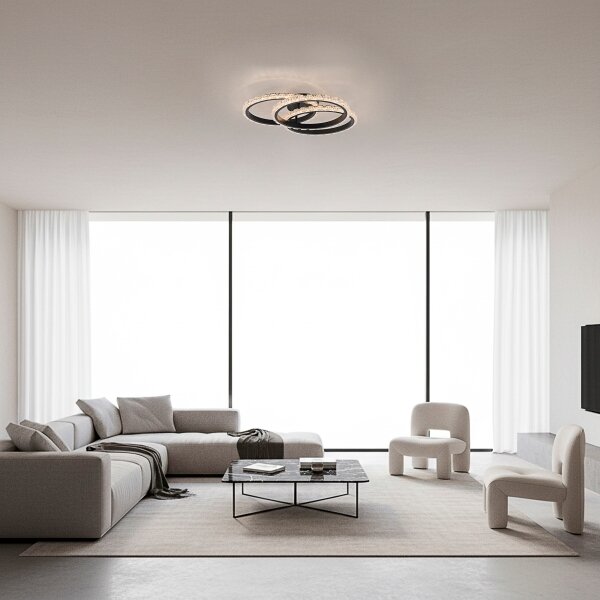 JUST LIGHT. 14734-18 - LED Stropné svietidlo GLITRA LED/37W/230V priemer 50 cm čierna