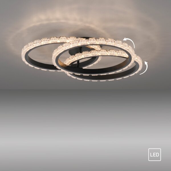 JUST LIGHT. 14734-18 - LED Stropné svietidlo GLITRA LED/37W/230V priemer 50 cm čierna
