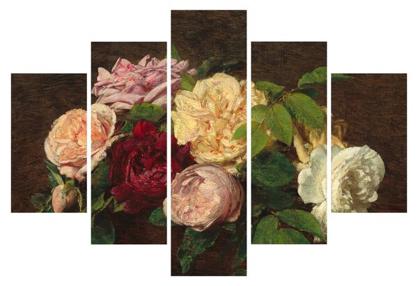 Obraz - Henri Fantin-Latour, Roses de Nice on a Table, reprodukcia (150x105 cm)