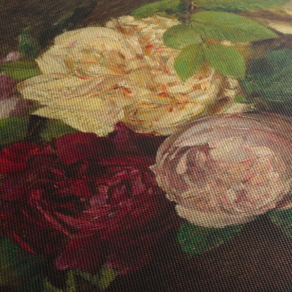Obraz - Henri Fantin-Latour, Roses de Nice on a Table, reprodukcia (s hodinami) (90x30 cm)