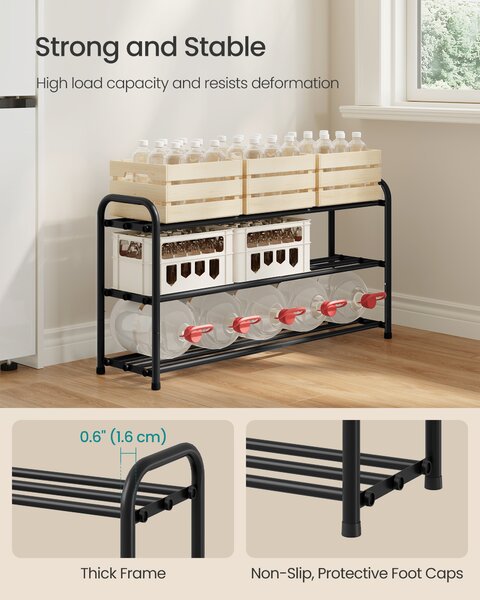 SONGMICS Rozťahovací botník, 45–82 cm, 3 poschodia, čierny