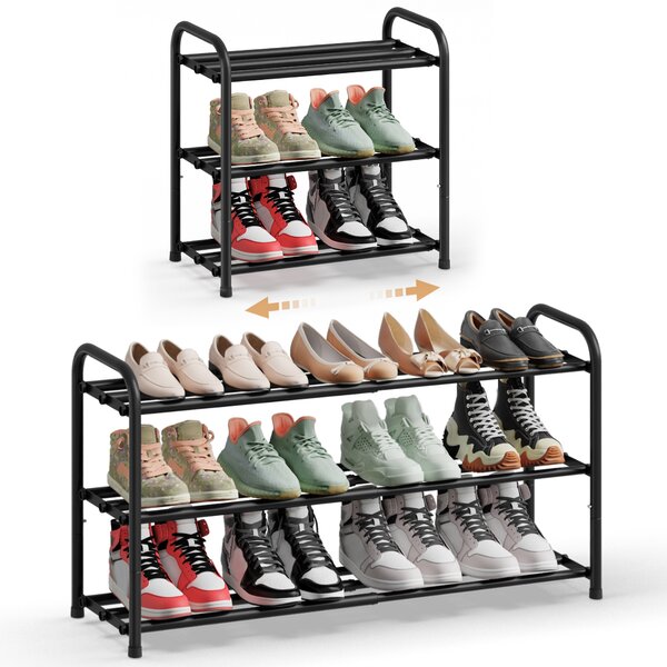 SONGMICS Rozťahovací botník, 45–82 cm, 3 poschodia, čierny