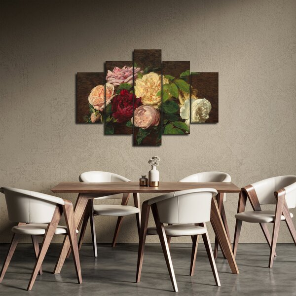 Obraz - Henri Fantin-Latour, Roses de Nice on a Table, reprodukcia (150x105 cm)