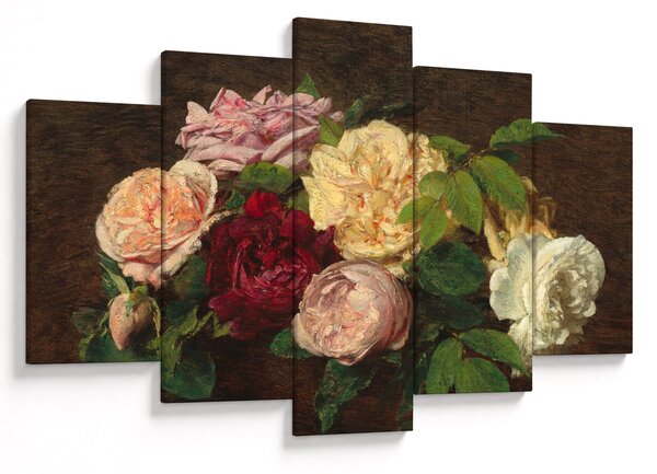 Obraz - Henri Fantin-Latour, Roses de Nice on a Table, reprodukcia (150x105 cm)