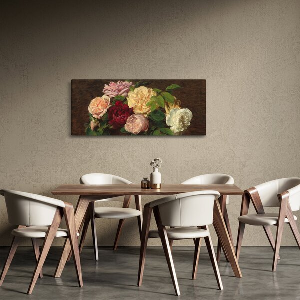 Obraz - Henri Fantin-Latour, Roses de Nice on a Table, reprodukcia (120x50 cm)