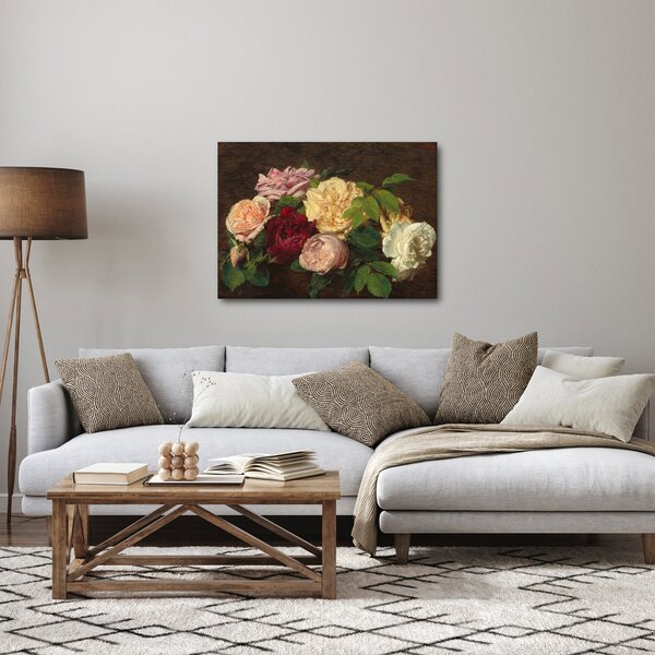 Obraz - Henri Fantin-Latour, Roses de Nice on a Table, reprodukcia (70x50 cm)