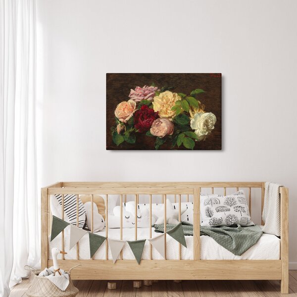 Obraz - Henri Fantin-Latour, Roses de Nice on a Table, reprodukcia (90x60 cm)