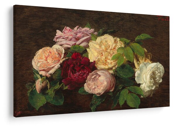 Obraz - Henri Fantin-Latour, Roses de Nice on a Table, reprodukcia (90x60 cm)