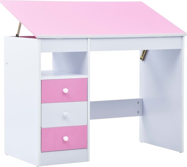 Maison Exclusive – Detský písací stôl, nastaviteľný, ružový a biely