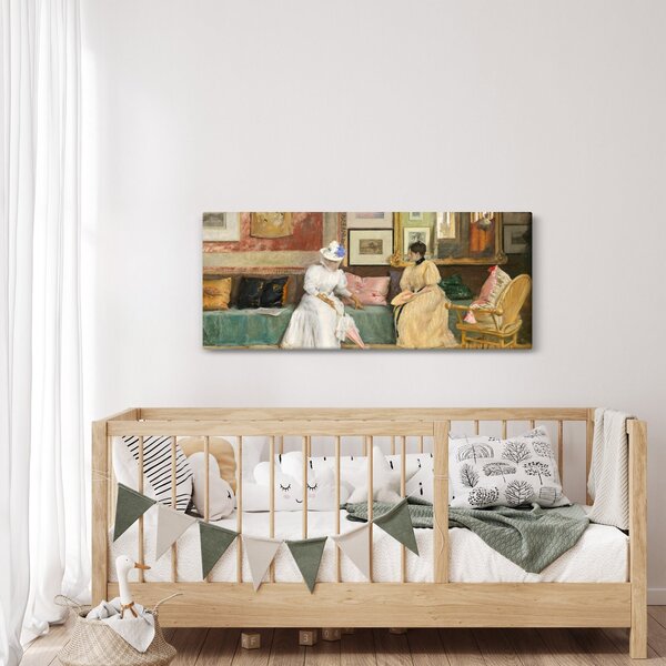 Obraz - William Merritt Chase, A Friendly Call, reprodukcia (120x50 cm)