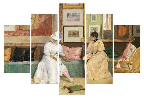 Obraz - William Merritt Chase, A Friendly Call, reprodukcia (150x105 cm)
