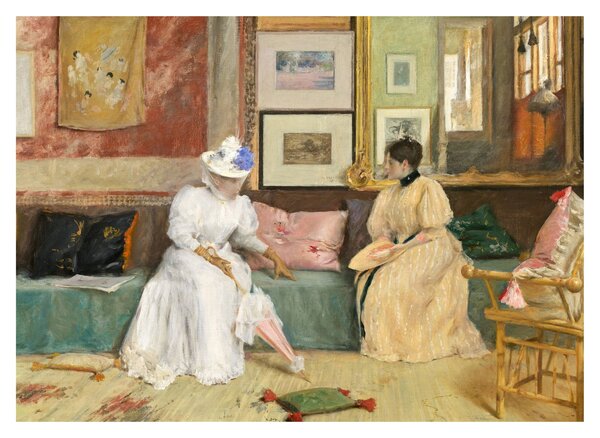 Obraz - William Merritt Chase, A Friendly Call, reprodukcia (70x50 cm)