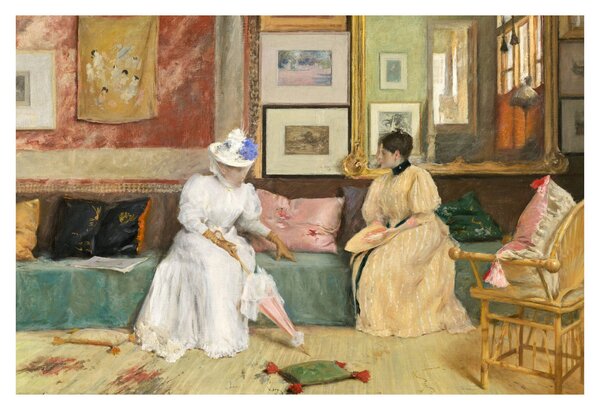 Obraz - William Merritt Chase, A Friendly Call, reprodukcia (90x60 cm)