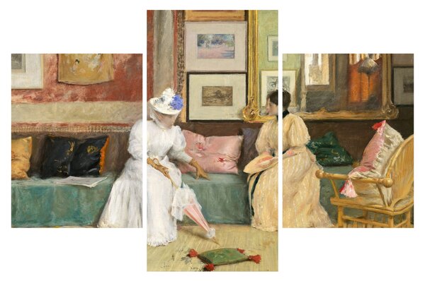 Obraz - William Merritt Chase, A Friendly Call, reprodukcia (90x60 cm)
