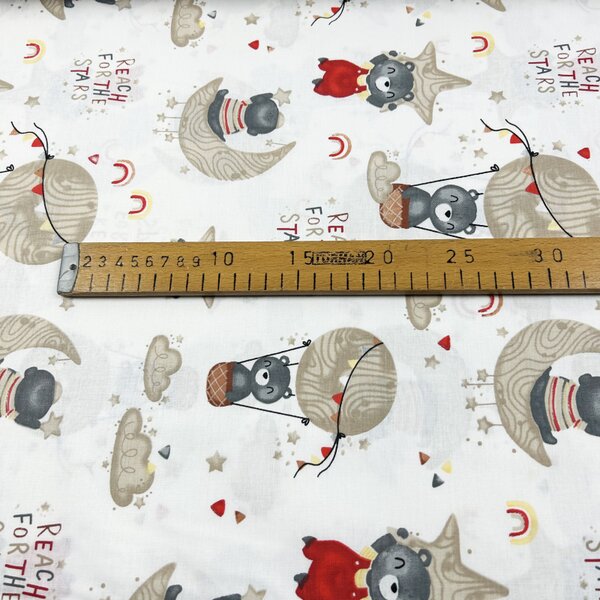Ervi Bavlnená látka/plátno š.240cm - medvedíky a hviezdy - 11026-1, metráž