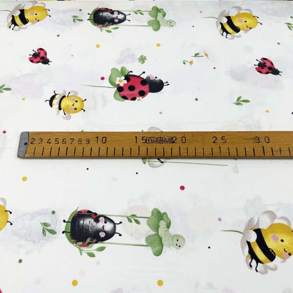 Ervi Bavlnená látka/plátno š.240cm - včely a lienky - 29219-10, metráž