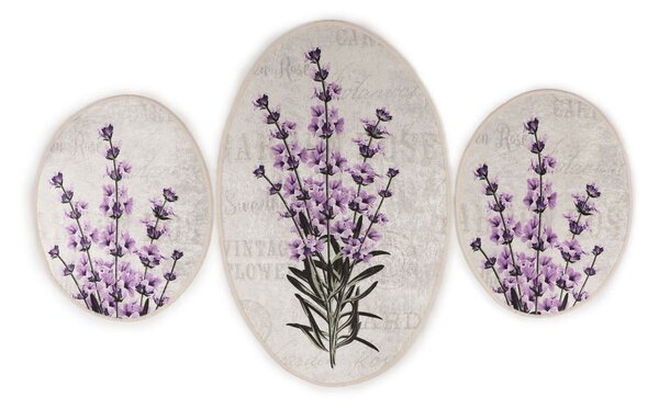 Fialovo-béžové kúpeľňové predložky v súprave 3 ks 60x100 cm Lavender – Foutastic