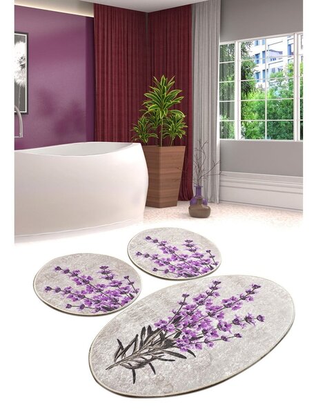 Fialovo-béžové kúpeľňové predložky v súprave 3 ks 60x100 cm Lavender – Foutastic