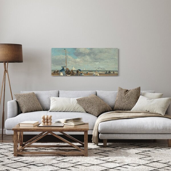 Obraz - Eugène Boudin, Beach at Trouville, reprodukcia (120x50 cm)